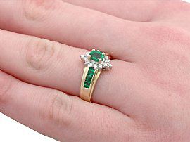 Emerald & Diamond Yellow Gold Ring