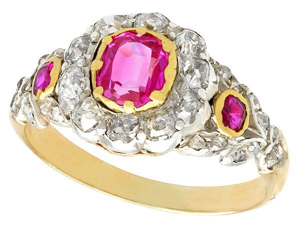 Marquise Ruby and 1/6 CT. T.W. Diamond Double Row Bypass Ring in 10K Gold |  Zales