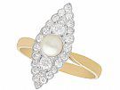 Pearl and 0.42 ct Diamond, 18 ct Yellow Gold Dress Ring - Antique Circa 1920