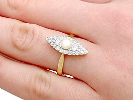 Antique Pearl and Diamond Ring Wearing