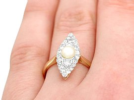 Wearing Antique Pearl and Diamond Ring