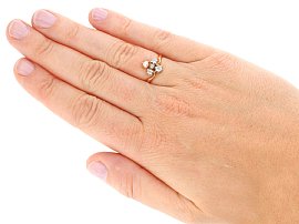 Rose Gold Pearl & Diamond Ring Antique Wearing
