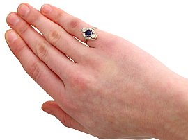 Vintage Art Deco Diamond and Sapphire Ring Wearing