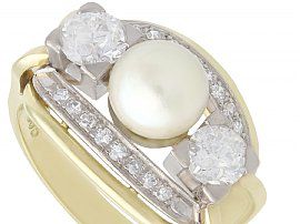 Gold Pearl and Diamond Dress Ring
