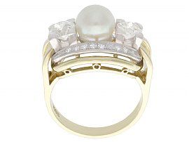 Pearl and Diamond Dress Ring in yellow gold