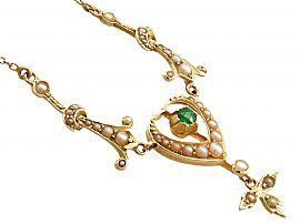 Peridot Necklace Antique Gold