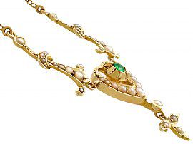 Yellow Gold Peridot Necklace Antique