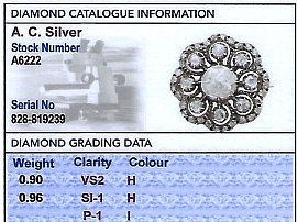 Victorian Diamond Brooch Grading Card