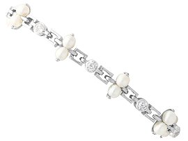 Vintage Diamond and Pearl Bracelet in Platinum