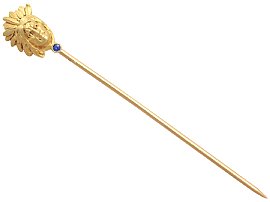 Sappire and 18 ct Yellow Gold Native American Pin Brooch - Antique French Circa 1900