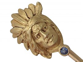 18 ct Yellow Gold 'Native American' Pin Brooch - Antique French Circa 1900