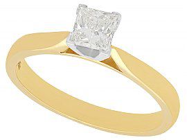 0.62ct Diamond and 18ct Yellow Gold Solitaire Ring - Contemporary