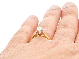 Princess Cut Diamond Solitaire Ring Gold Wearing 
