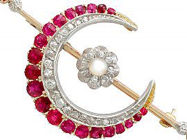 Ruby Crescent Brooch