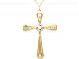 Seed Pearl and 18 ct Yellow Gold Cross Pendant - Vintage Circa 1940