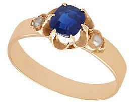 Blue Sapphire & Pearl Ring