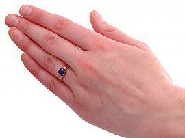 sapphire and pearl ring in yellow gold
