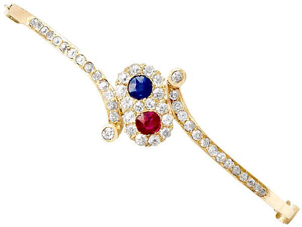 Ruby and sapphire bangle