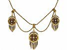 0.24 ct Emerald and Opal, 15 ct Yellow Gold, Three Locket Necklace - Antique Victorian