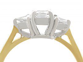 Emerald Cut Diamond Trilogy Ring in yellow gold