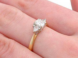 Emerald Cut Diamond Trilogy Ring Wearing Hand