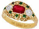 Paste and 15 ct Yellow Gold Dress Ring - Antique Victorian 1873