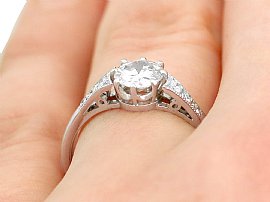 platinum round diamond engagement ring wearing