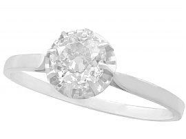 1.70 ct Diamond and 18 ct White Gold Solitaire Ring - Antique French Circa 1920