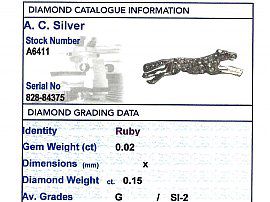 Grading Certificate for Horse Pin Brooch