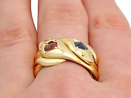 Vintage Gold Snake Ring Wearing