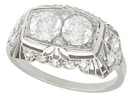 1.73 ct Diamond and Platinum Dress Ring - Art Deco - Vintage Circa 1940