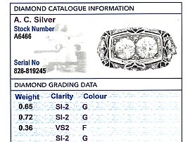1940s Diamond Ring Grading Card
