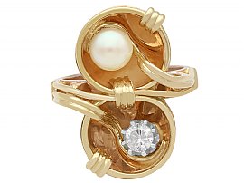 Pearl and Diamond Ring in Gold