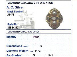 Pearl & Yellow Gold Ring Grading Report