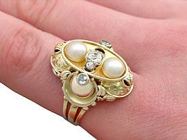 Pearl & Yellow Gold Ring on Hand