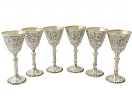 Sterling Silver Goblets Set of Six by Mappin & Webb - Vintage (1973)