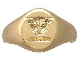18 ct Yellow Gold Signet Ring - Antique 1929