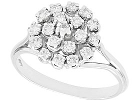 0.60ct Diamond and 18ct White Gold Cluster Ring - Vintage Circa 1970