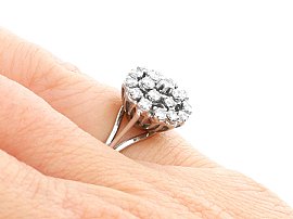 18ct White Gold Cluster Ring Close up