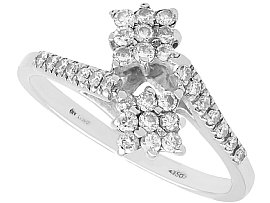 0.42ct Diamond and 18ct White Gold Twist Ring - Vintage Belgian Circa 1990