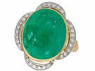14.5 ct Emerald and 0.28 ct Diamond, 18 ct Yellow Gold Dress Ring - Vintage Circa 1940