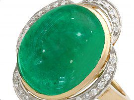 Vintage Cabochon Cut Emerald Ring 