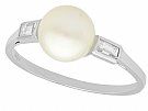 Cultured Pearl and 0.18 ct Diamond, 18 ct White Gold Dress Ring - Vintage Circa 1960