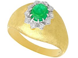 0.60 ct Emerald and 0.15 ct Diamond, 18 ct Yellow Gold Dress Ring - Vintage Circa 1950