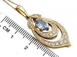 Aquamarine Pendant with Diamonds Ruler