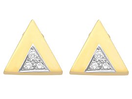 0.30 ct Diamond and 14 ct Yellow Gold Stud Earrings - Vintage European Circa 1970