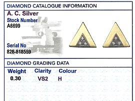 Diamond Earrings diamond grading card