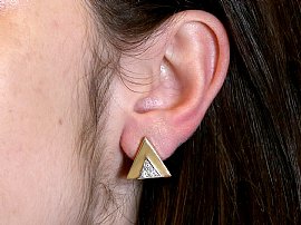 Triangular Diamond Earrings wearing image