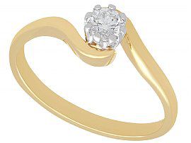0.29ct Diamond and 18ct Yellow Gold Solitaire Ring - Contemporary 2001