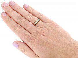 Five Stone Diamond Ring Yellow Gold Wearing